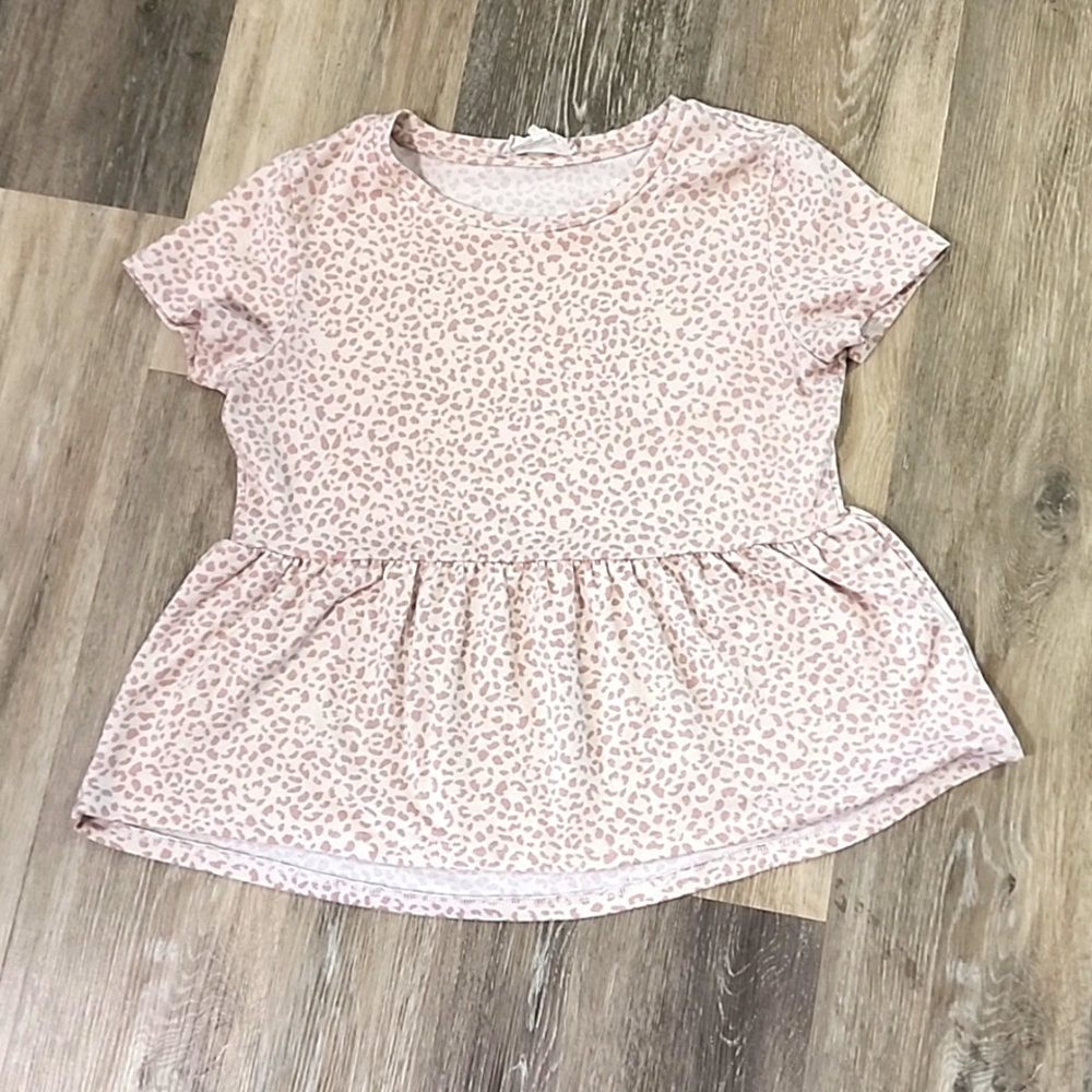 Pink Rose ribbed cheetah baby doll tee
